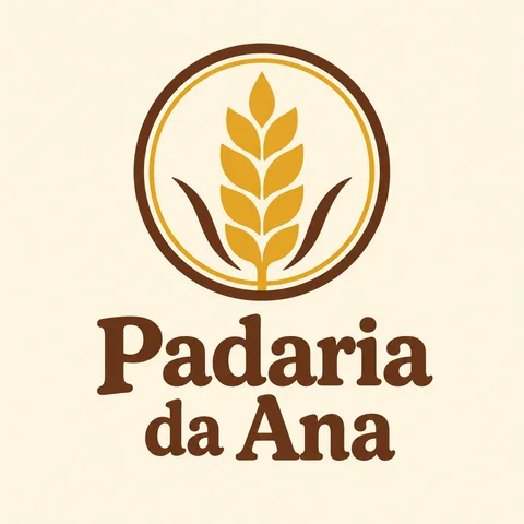 Logo da Padaria da Ana: espiga de trigo dourada num selo redondo